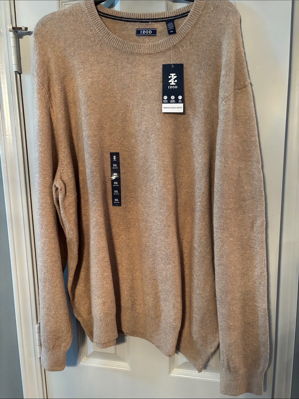 Izod Camel Heather Beige Crewneck Sweater NWT